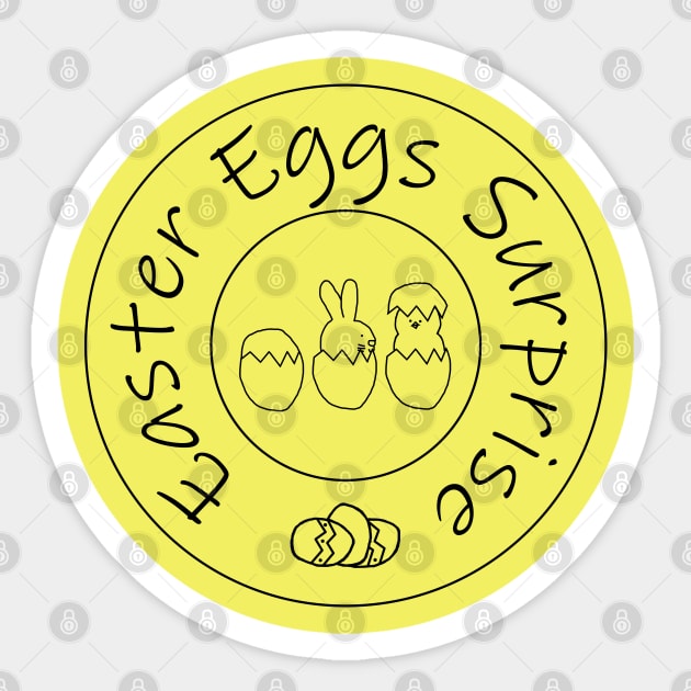 Small Funny Easter Eggs Surprise Bunny and Chicken Sticker by ellenhenryart